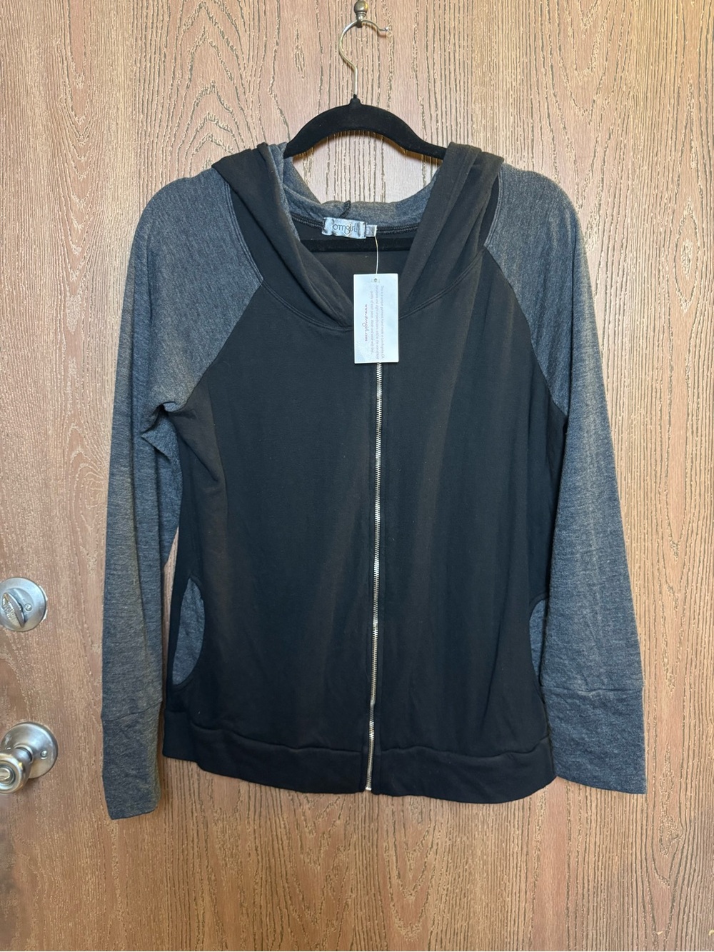 Omgirl Black and Gray Zip-Up Hoodie